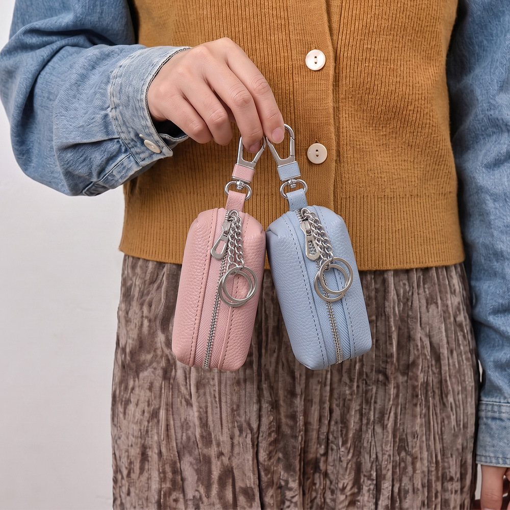 Japanese-style lychee-patterned women's coin purse, high-end key bag, multifunctional, textured, large-capacity, portable key bag, trendy