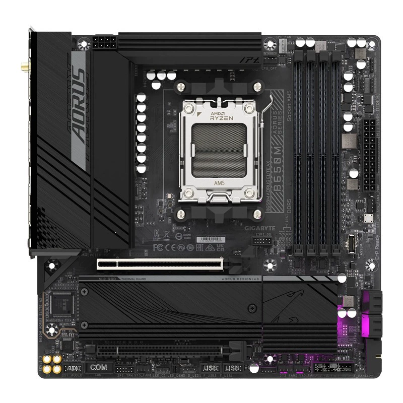 Материнская плата GIGABYTE B650M AORUS ELITE AX для ПК совместима с DDR5 и поддерживает AMD 7500F 7700