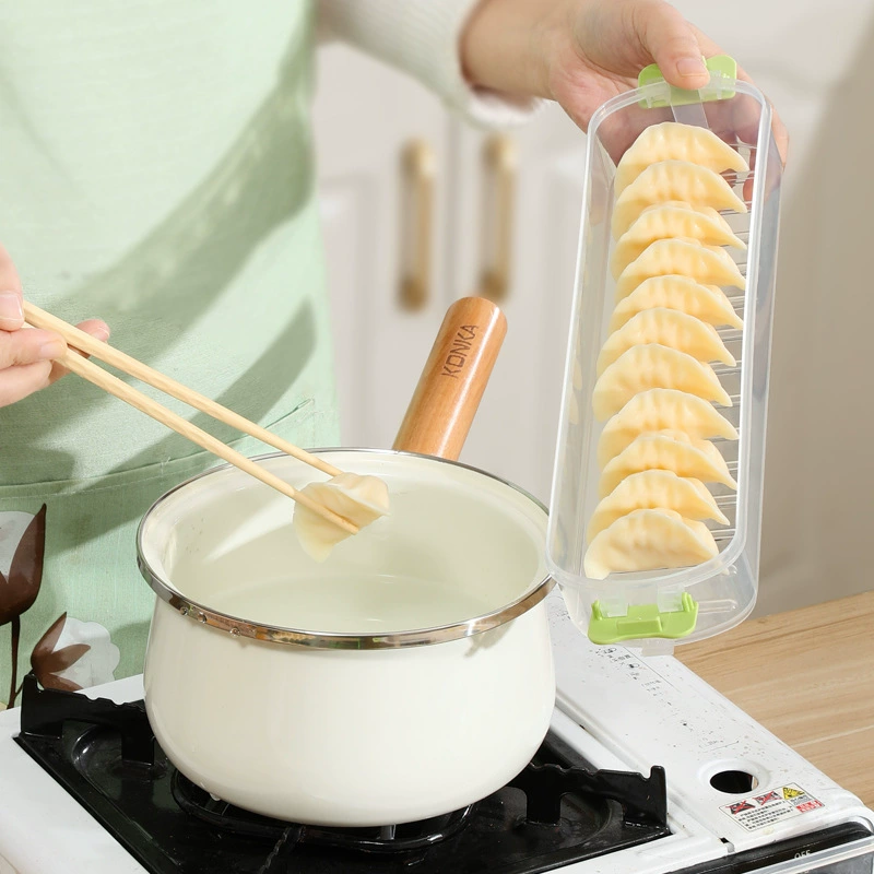 Narrow edge dumpling box Food grade dumpling storage box Large capacity anti-stick bottom refrigerator fresh sealed dumpling freezer box