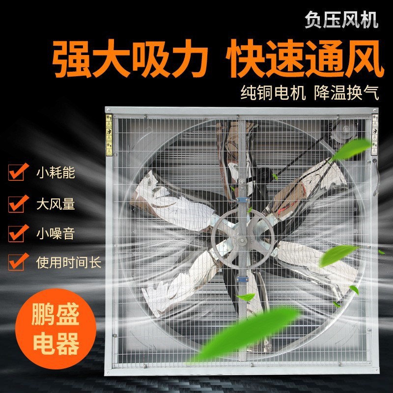 青岛低噪音推拉负压风机百叶窗自动盖合通风降温排烟工业养殖风机