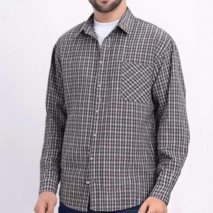 Cross-Border Foreign Trade Amazon Small Plaid Lapel Long-Sleeved Shirt with Pockets Autumn and Winter Young and Middle-Aged Cardigan Shirt for Men Cross-Border Foreign Trade Amazon Small Plaid Lapel Long-Sleeved Shirt with Pockets Autumn and Winter Young and Middle-Aged Cardigan Shirt for Men