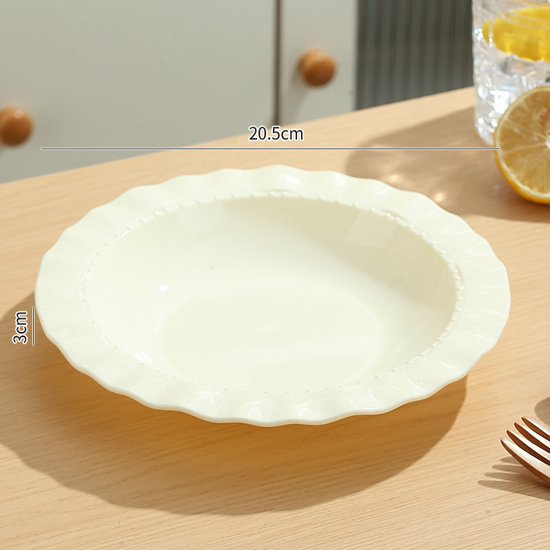 Plato de sombrero de paja de 8 pulgadas plato de pastel creativo de viento de crema PP plato de frutas caseras de porcelana de bocadillos de platos fríos más profundos