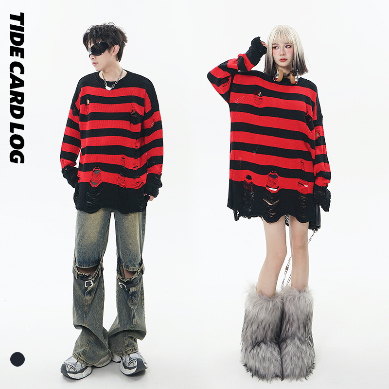 Demi-season fashionable classic sweater with a round collar