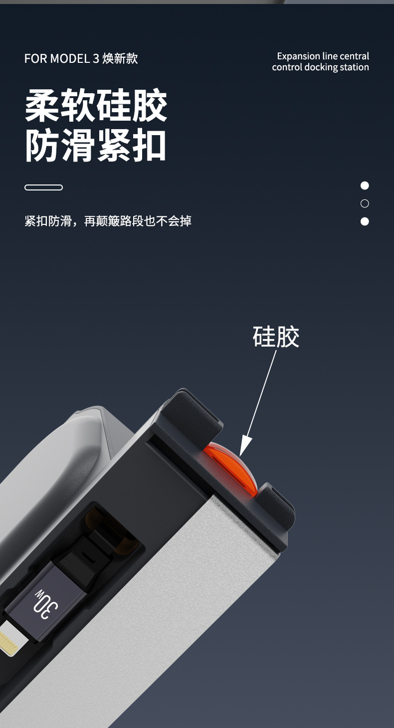Suitable for Tesla Docking Station Multifunctional Renewal Model 3/Y Cigarette Lighter Charger Pd Fast Charging 120W