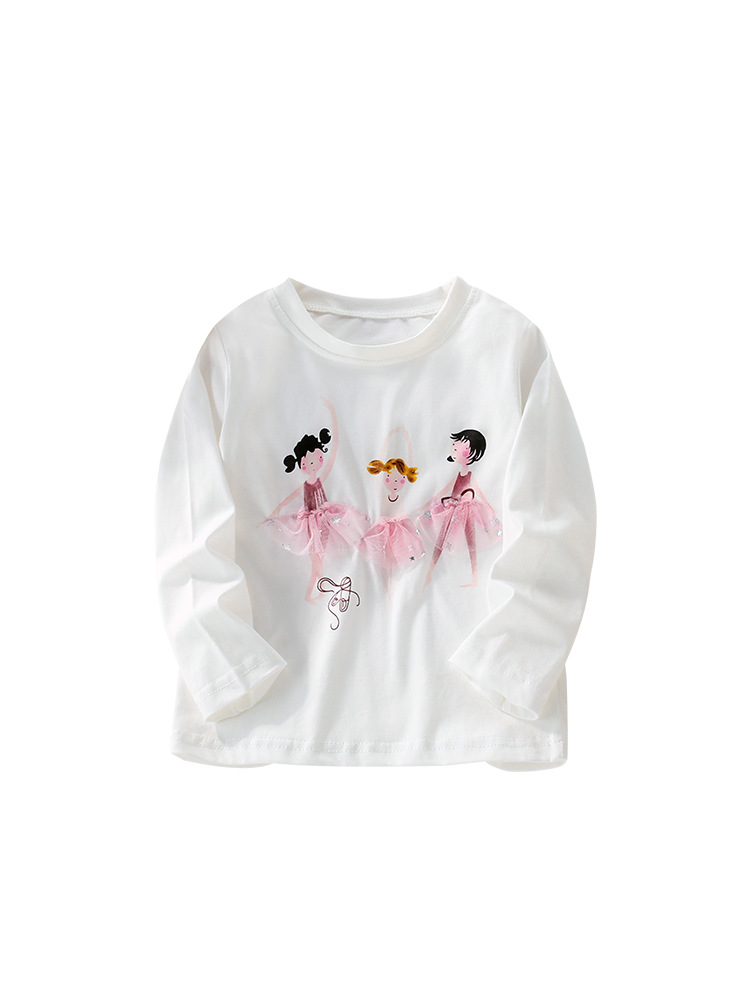 Malwee camiseta de niñas de otoño nueva camiseta europea y americana para niños de cuello redondo de manga larga ropa superior para niños