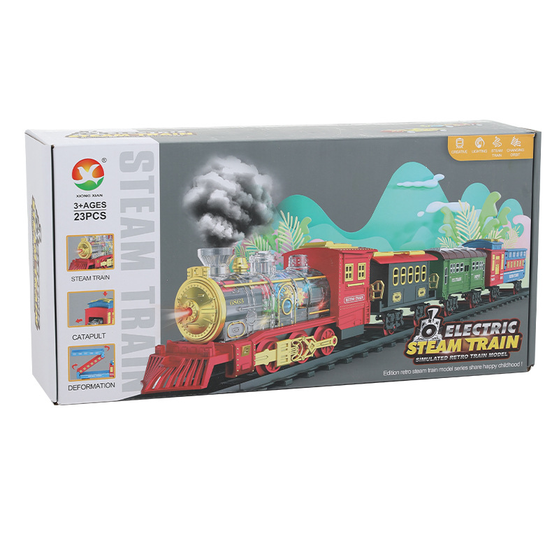 Transfronterizos niños regalos divertidos ferrocarril eléctrico trenes de Navidad decoración de Navidad ferrocarril carruaje decoración de árbol de Navidad