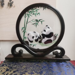 蜀刺繍無形文化遺産手芸刺繍両面パンダ飾り手刺繍外国人への中国の特徴的な贈り物