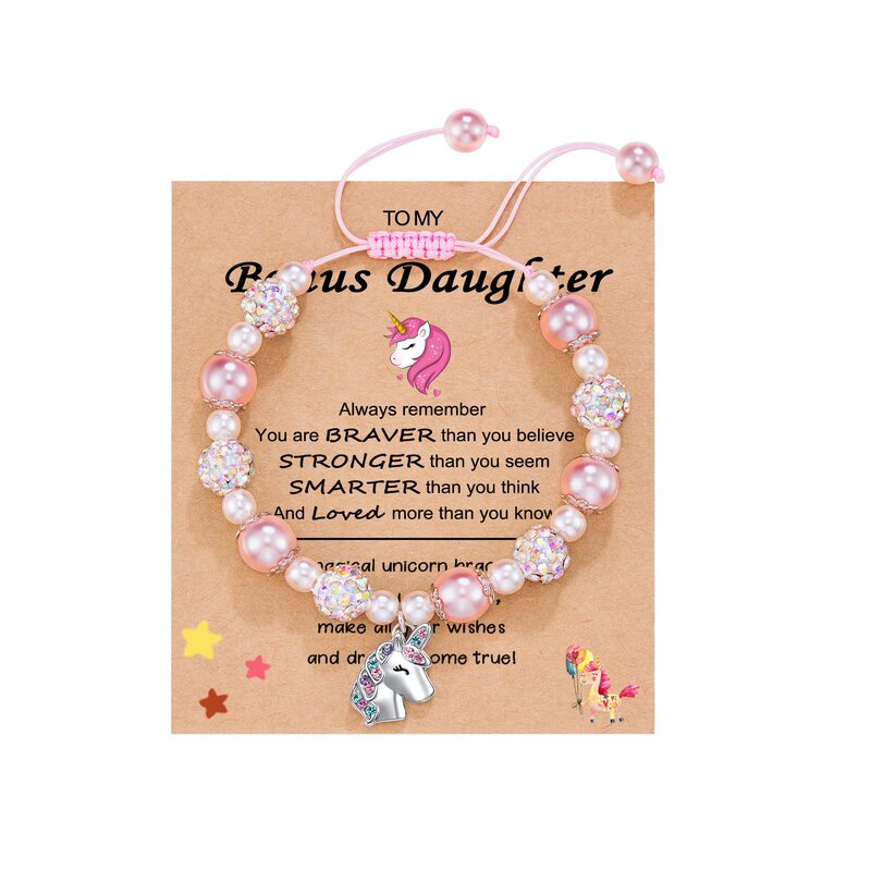 Diamond-Encrusted Women's Bracelet Shambala Pink Pearl Braided Pink Bracelet Alloy Love Unicorn Pendant Bracelet Diamond-Encrusted Women's Bracelet Shambala Pink Pearl Braided Pink Bracelet Alloy Love Unicorn Pendant Bracelet