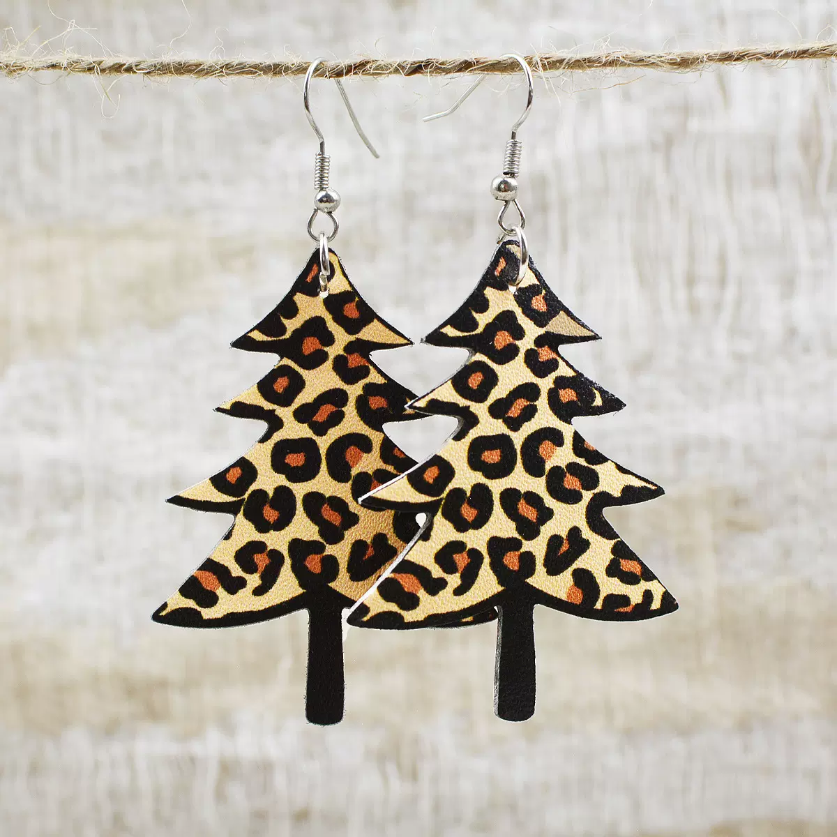 跨境货源豹纹圣诞树耳环西部做就风格shein速卖通亚马逊temu稳定