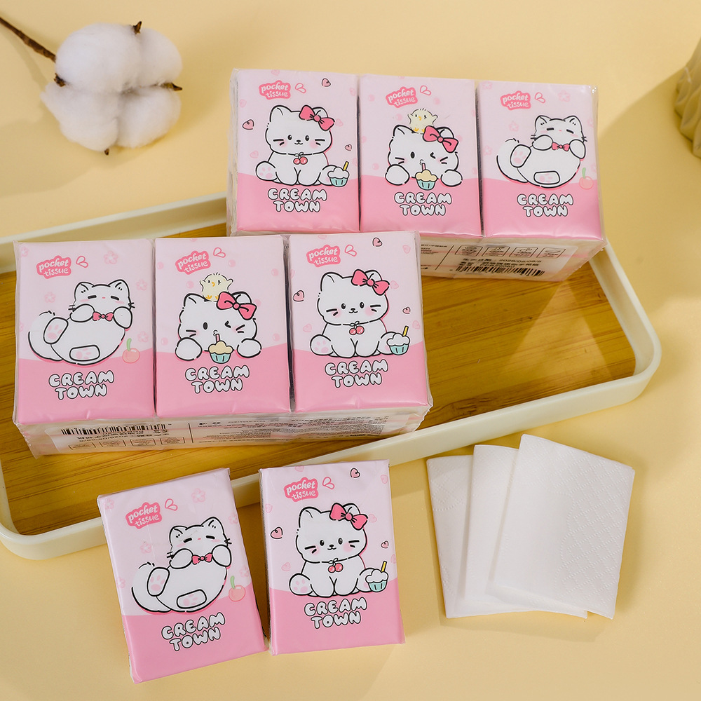 Кремовая бумага для носов "Cat White" 8 штук, 3 слоя, упаковка из 9 упаковок
