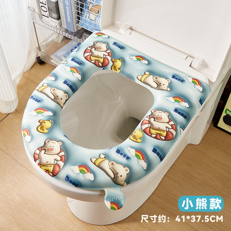 3D dibujos animados EVA cojín de inodoro impermeable cuatro estaciones cojín adhesivo universal inodoro doméstico anillo de inodoro