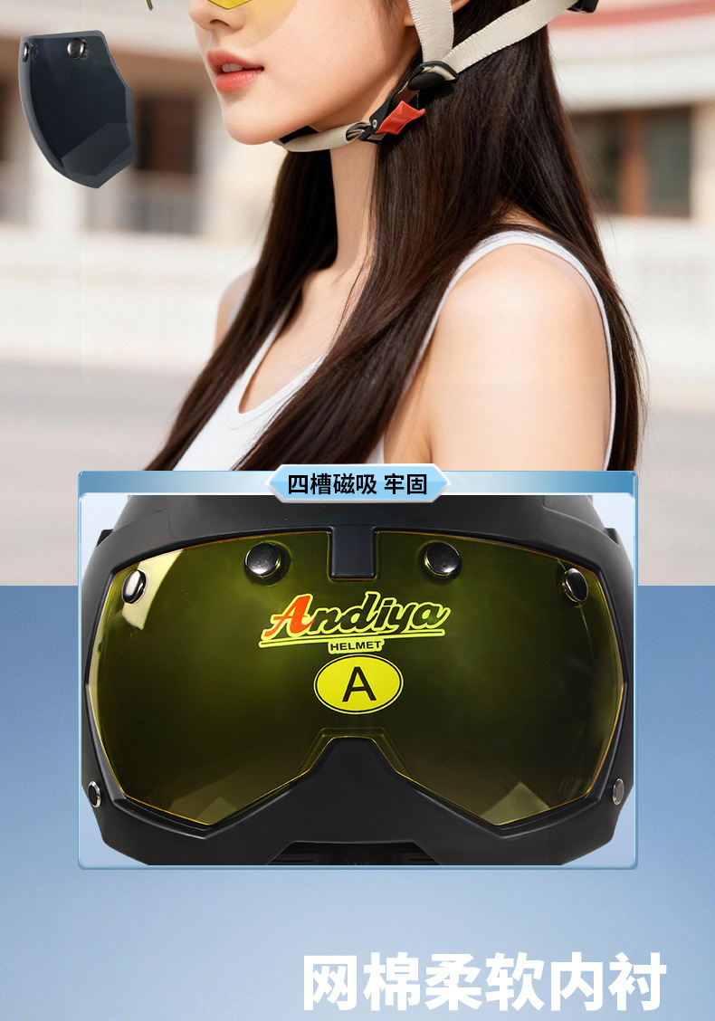 2026 New Magnetic Helmet for Electric Motorcycles, Summer Sun Protection Half Helmet, 3C Certified Safety Helmet for Men and Women