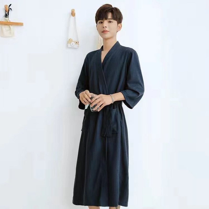 縁億春秋薄着ゆったり男女浴衣ホテル美容院バスローブ春夏朝着カップルパジャマ|undefined