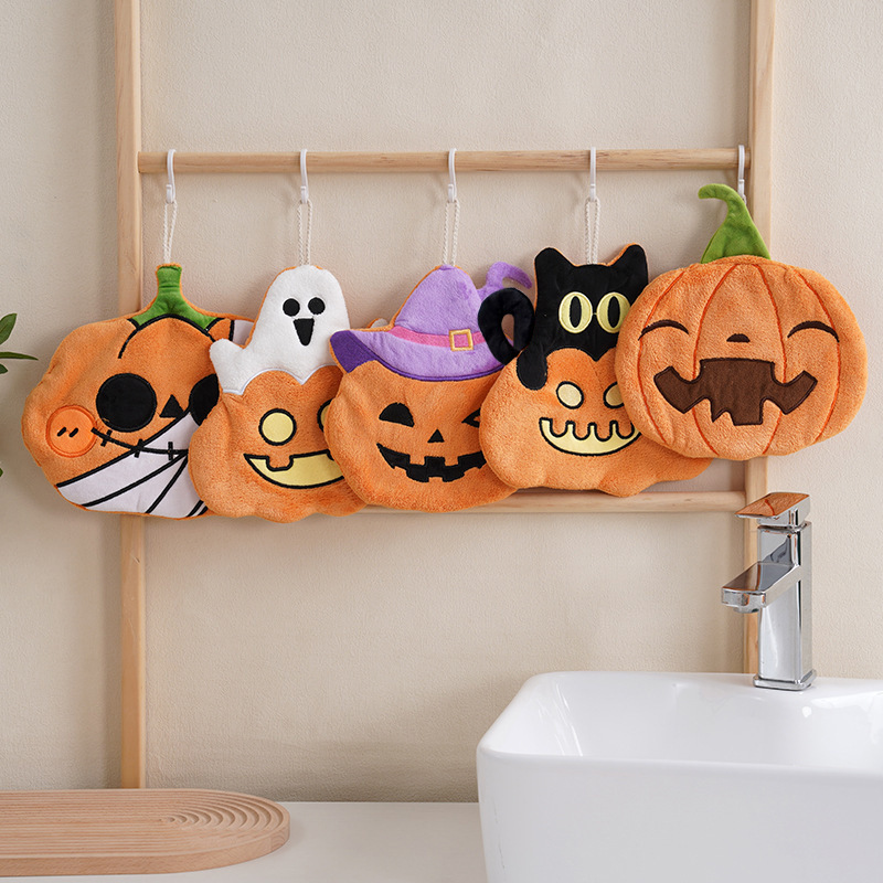 Halloween Pumpkin Head Hand Towel for Home Use, Hangable Coral Fleece Thickened Kitchen Absorbent Quick-Dry Hand Towel Halloween Pumpkin Head Hand Towel for Home Use, Hangable Coral Fleece Thickened Kitchen Absorbent Quick-Dry Hand Towel