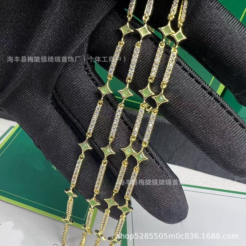 Lo Popular La Flash Star Series Bracelet Full of Diamonds Aventurine Bracelet Blue Sandstone Flash Four-Pointed Star Accessible Luxury Hand Jewelry