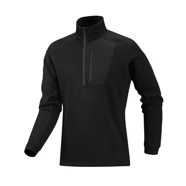 Niaojia Outdoor Sports T-Shirt for Men, Long Sleeve, Breathable, Trendy Brand, Half-Zip, Stretch Jacket, Mountaineering Clothing, Customizable