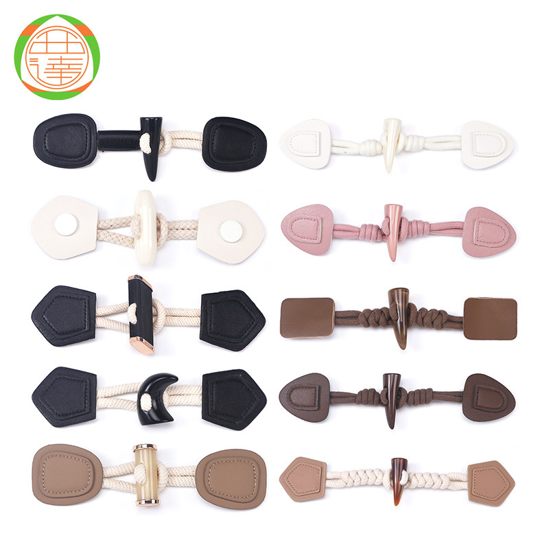 2024 autumn and winter fashion PU button woolen cloth coat adjustment button leather coat lambskin coat leather button wholesale