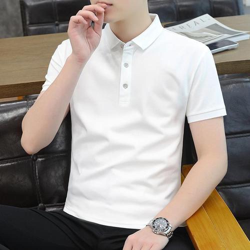 Pure Color Polo Shirt Summer Men's Short Sleeve T-Shirt Ins Trendy Casual Fashion Top With Collar Stylish Business T-Shirt