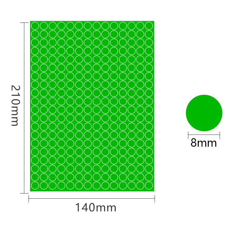 A5 adhesivo adhesivo 8mm cartón de cobre de color punto punto de etiqueta de marca de clasificación de punto de onda de mes pegatinas redondas escritas a mano