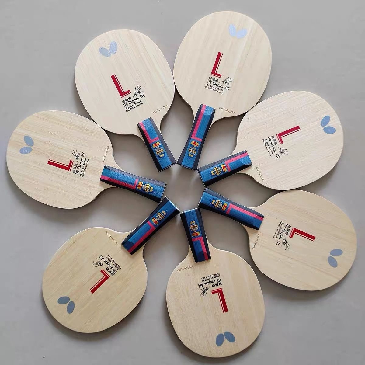 Butterfly Lin Gaoyuan ALC Green Bean raqueta de tenis de mesa placa inferior vis estructura externa aromática carbono puro hecho a mano con el mismo material DIY