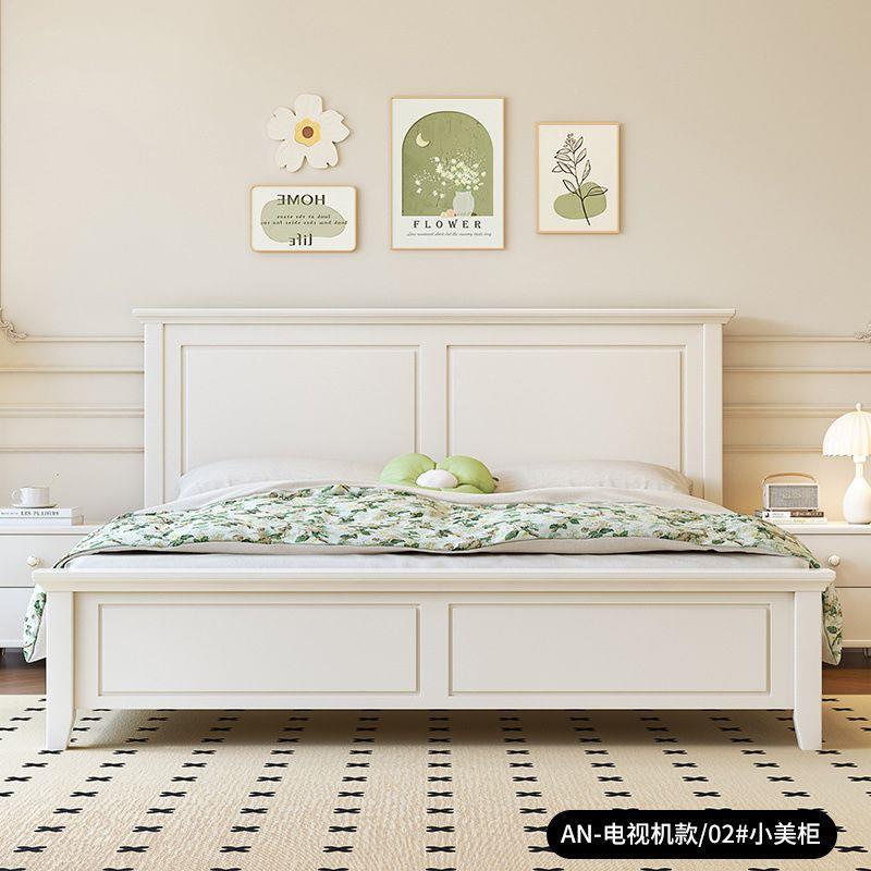 Cream-Style Children's Bed for Boys, White Bed, Double Children's Solid Wood Bed for Girls, Princess Bed 1.5m for Home Use in Small Apartments Cream-Style Children's Bed for Boys, White Bed, Double Children's Solid Wood Bed for Girls, Princess Bed 1.5m for Home Use in Small Apartments
