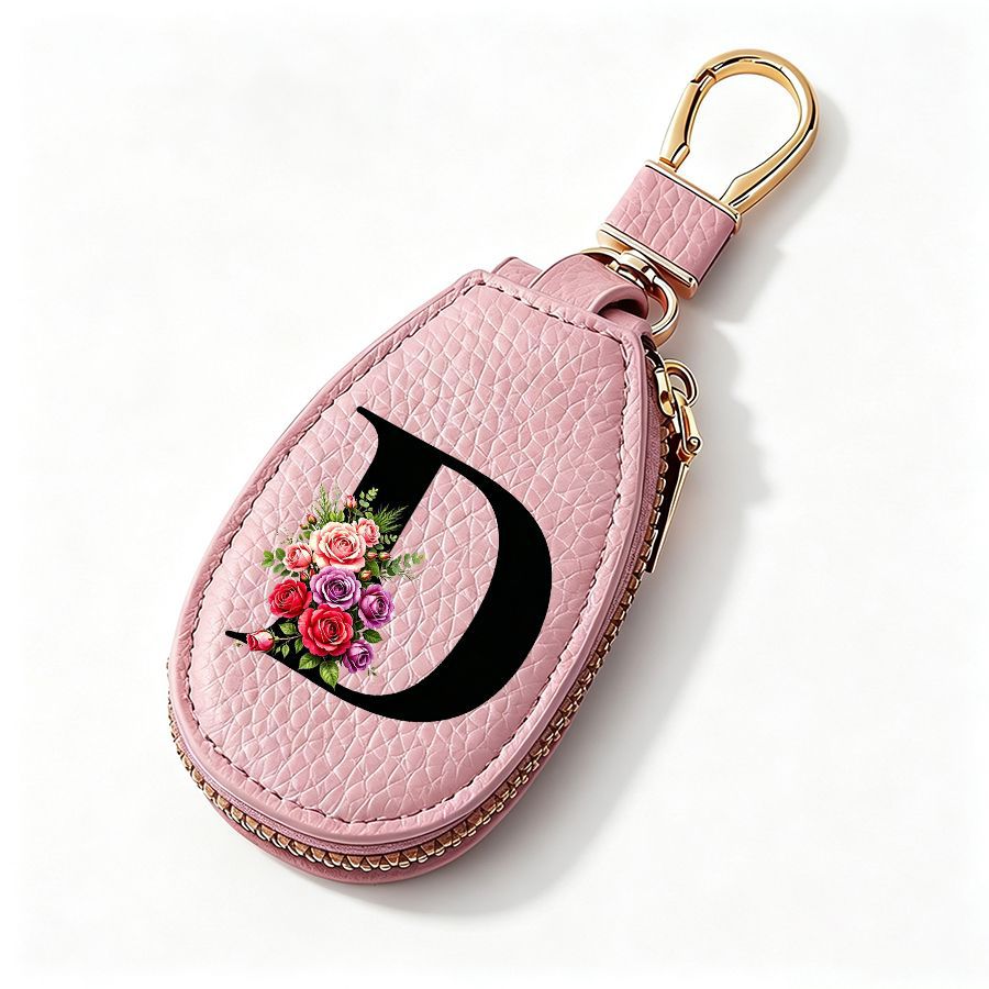 Cartoon car key case, anime home keychain, large-capacity printed key case, cute and fun for men and women