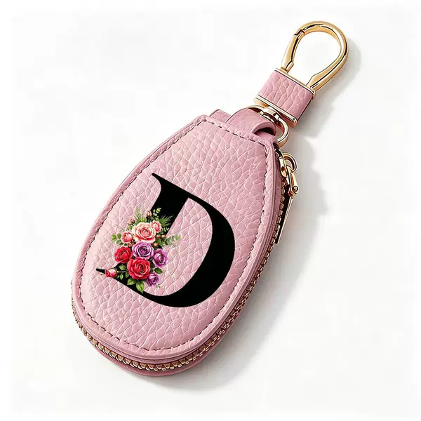 Cartoon car key case, anime home keychain, large-capacity printed key case, cute and fun for men and women