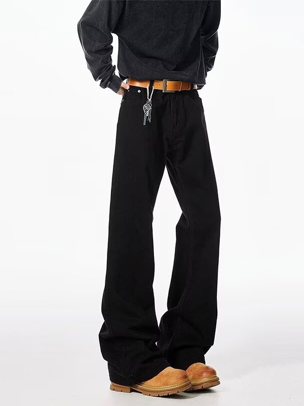 cleanfit黑色弯刀微喇牛仔裤男款春秋vibe美式修身直筒休闲长裤子|undefined