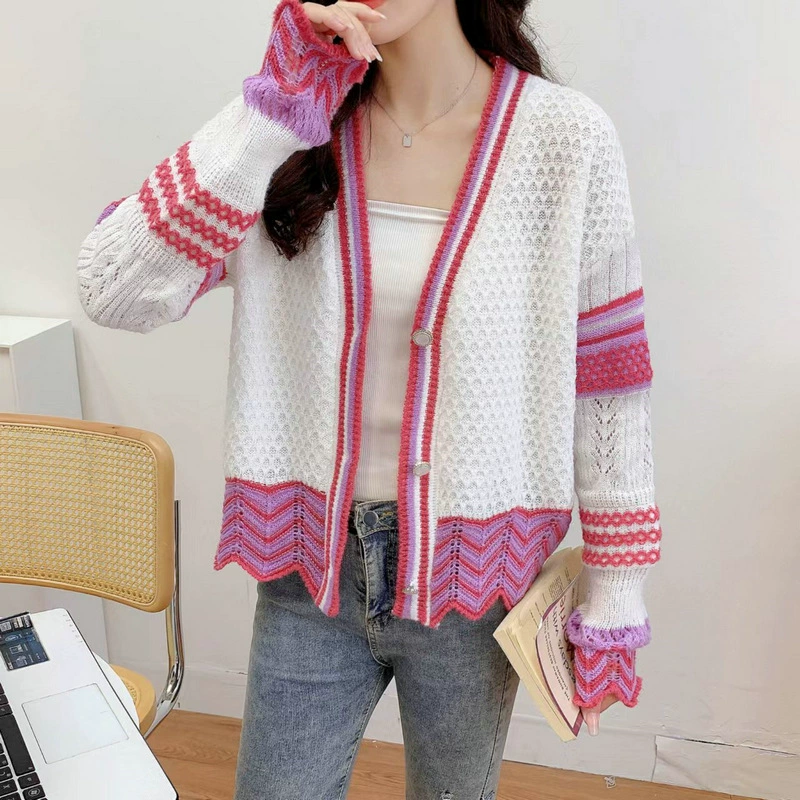 Женский короткий кардиган в ретро стиле, весна-осень 2025, свободный крой, дизайнерский, трикотажный