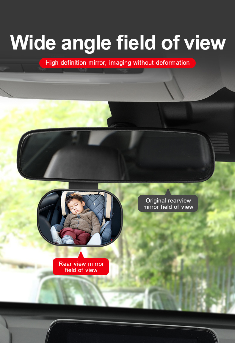Car Baby Observation Mirror, Rear Child Seat Blind Spot Mirror, Tricycle Wide-Angle Mirror, Large Field of View Reversing Auxiliary Mirror