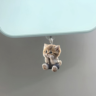 Cross-Border Cute Cat Cheek Support 2D Acrylic Mobile Phone Dust Plug Decoration Oval Interface Port