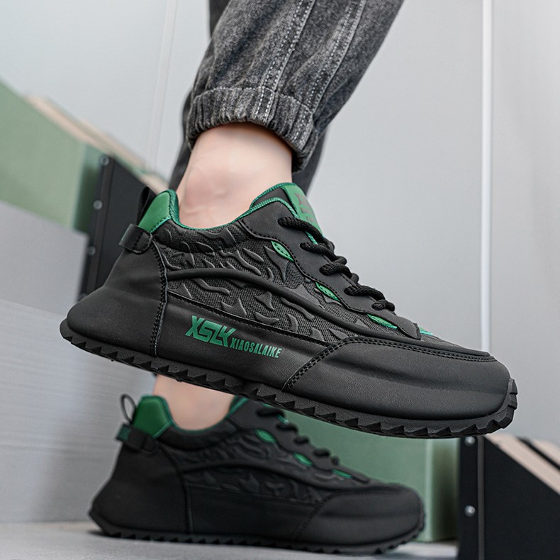 男鞋春季增高厚底黑色老爹鞋青少年加大码48胖脚宽肥休闲运动鞋子