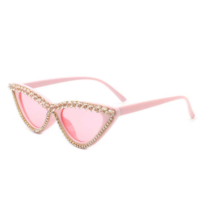 2021 New Diamond-embellished Cat-eye Sunglasses, European and American Personality Handmade Water Diamond Eyewear, Fashion DIY Sunglasses for Women, Wholesale