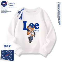 NASA Bear Co-branded Crew Neck Sweatshirt Minimalist Unisex Kids' Top Soft and Comfortable Instagram Style Fashion Top