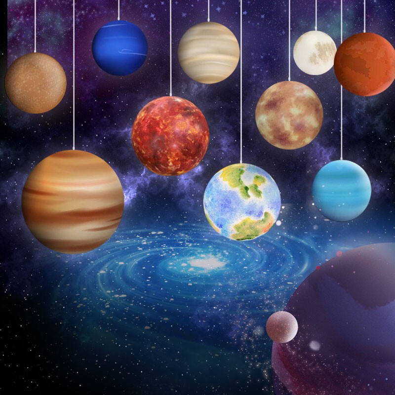 Planet Chandelier Eight Planets Space Sphere Earth Moon Lamp Shopping Mall Window Outdoor Landscape Light Modern Minimalist