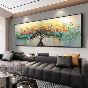 Money Tree Hand-Painted Oil Painting Living Room Hanging Painting Dafen Oil Painting Village Decorative Painting Atmospheric Sofa Background Wall Mural Hanging Painting