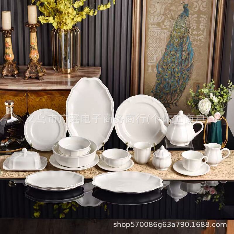 Cross-border German Weibao Home Pure White Series Household Hotel Tableware Bowl Plate Cup Teapot Sugar Milk Pot Set Gift Box Cross-border German Weibao Home Pure White Series Household Hotel Tableware Bowl Plate Cup Teapot Sugar Milk Pot Set Gift Box
