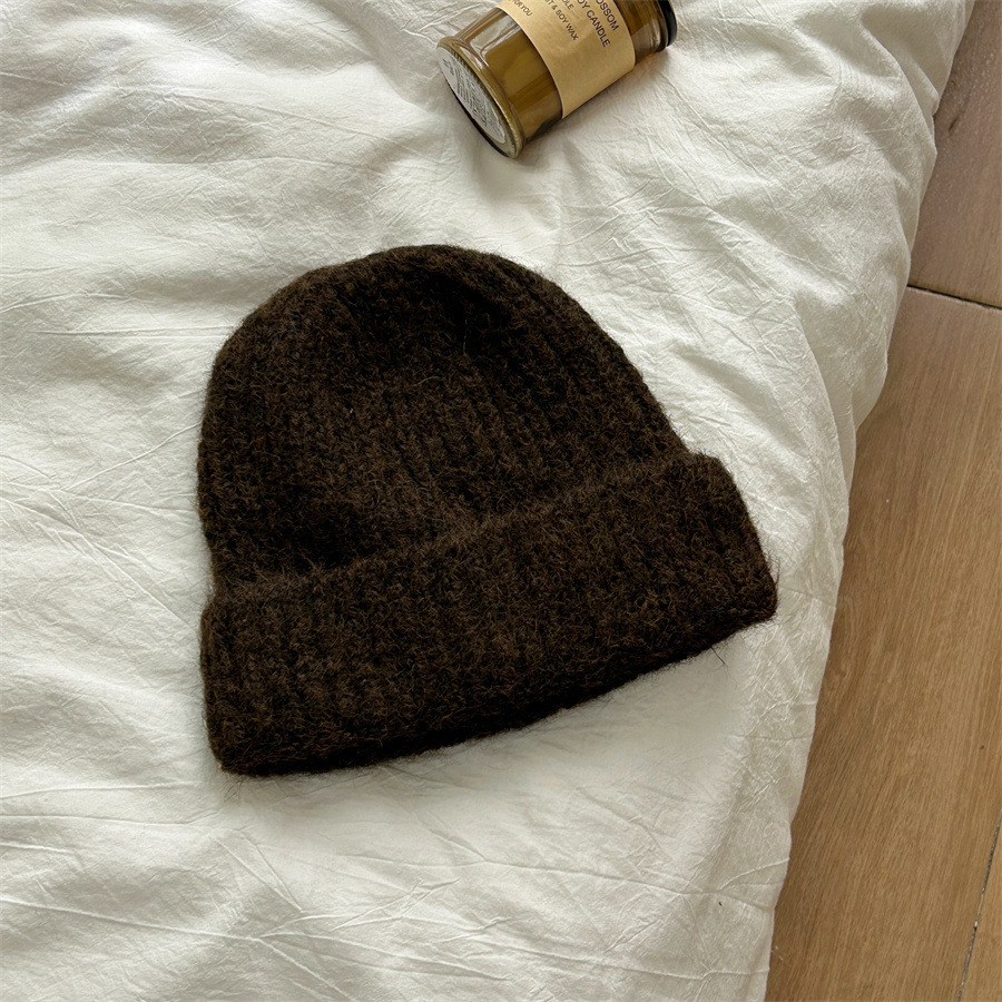 Cappello da donna in lana autunnale, semplice, versatile, tinta unita, lavorato a maglia, in cotone, stile coreano_voghion.com