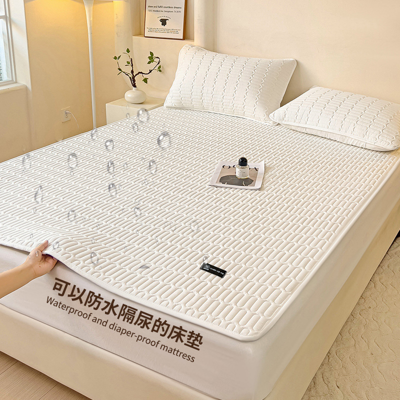 Class a Waterproof Mattress with Cotton Padding, Four-Season Style, Foldable Soft Mattress Protector, Simmons Protective Pad, Hotel Mattress