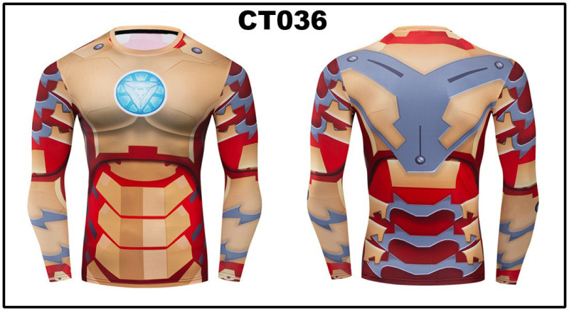 外国貿易アマゾンの爆発的なアベンジャーズ漫威DC同服運動フィットネス速乾服長袖tシャツ|undefined
