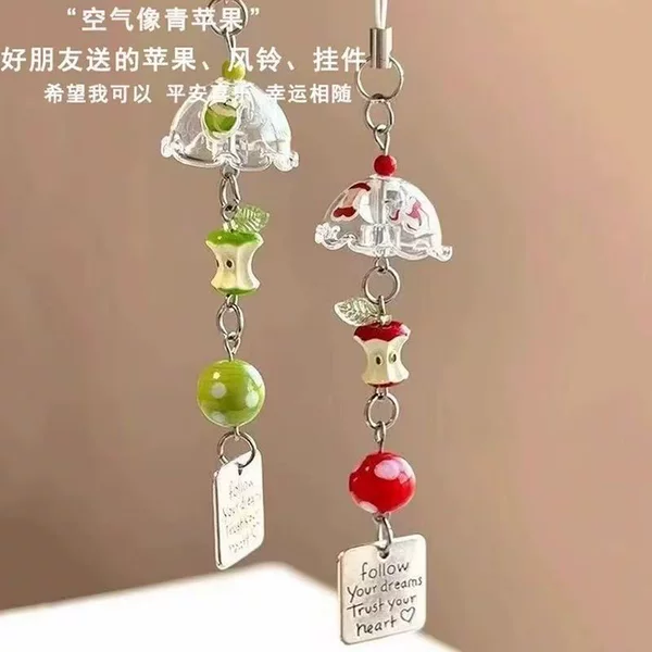 Instagram-Worthy Apple Core Wind Chime Pendant, Cute Best Friend Ornament, Phone Keychain, Camera Bag Backpack Decoration