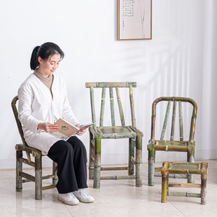 Spot Bamboo Chair Backrest Chair Household Old-fashioned Bamboo Chair Hand-woven Balcony Bamboo Stool Small Square Stool Low Stool