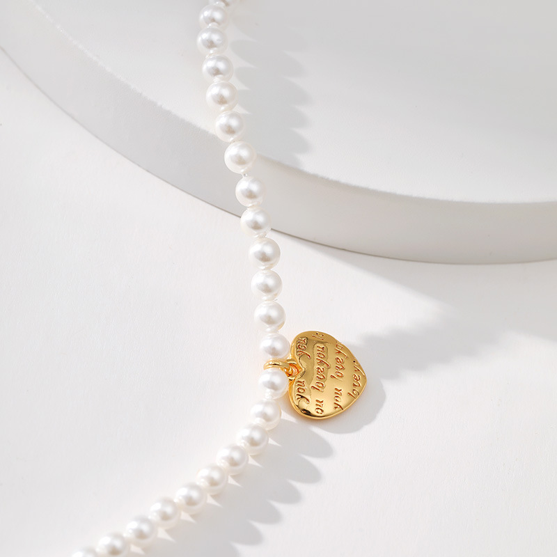 Retro Letter Heart Shape Copper Plating Artificial Pearls Bracelets 1 Piece