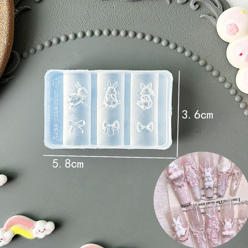 Molde de manicura amor arco en relieve flor ornamentos molde abrasivo alta permeabilidad estereoscópica DIY decoración molde de silicona