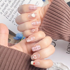 ins風小狗水彩新款手工穿戴甲裸色卡通少女心手繪短T全尺碼美甲貼