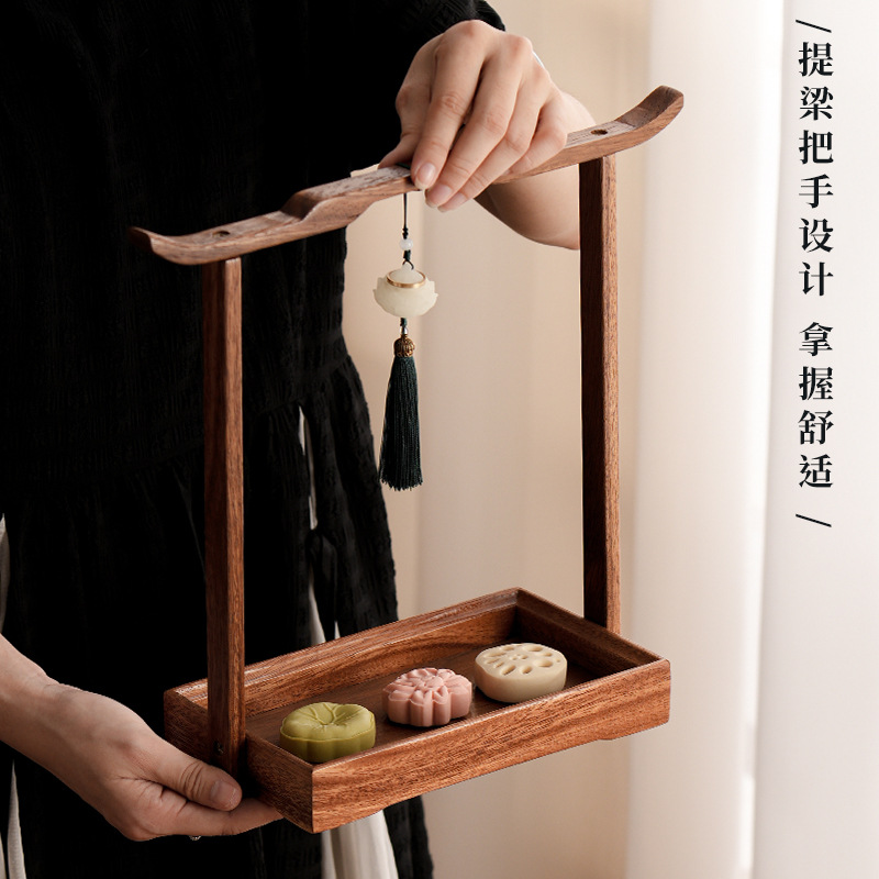 Plato de frutos secos de viga de elevación de nogal sudamericano Bocadillos Mesa de café de nueces Plato de punto Caja de almacenamiento para el hogar del comerciante Bandeja de servicio de dim sum