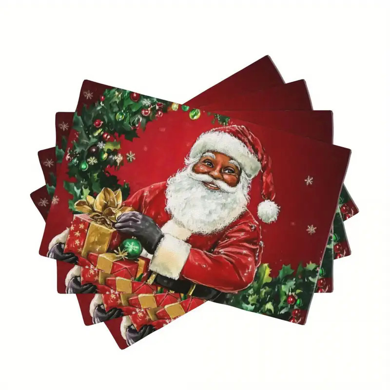 Transfronterizos lino almohadilla de mesa Aliexpress TEMU Amazon almohadilla de mesa cuadrada búfalo rojo almohadilla de Navidad Día de la Independencia