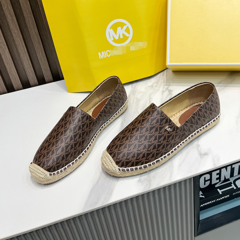 European and American Fashion Casual Shoes 2025 New Genuine Leather Thick-Soled Woven-Soled Fisherman Shoes Letter Car Edge Line Cross-Border Trend