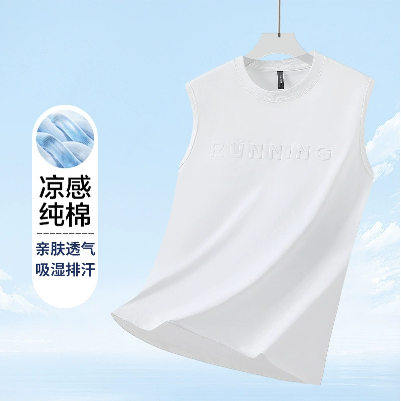 Мужской однотонный хлопковый жилет для отдыха на открытом воздухе, летняя модная свободная верхняя одежда без рукавов, футболка, базовая рубашка, которую можно носить двумя способами