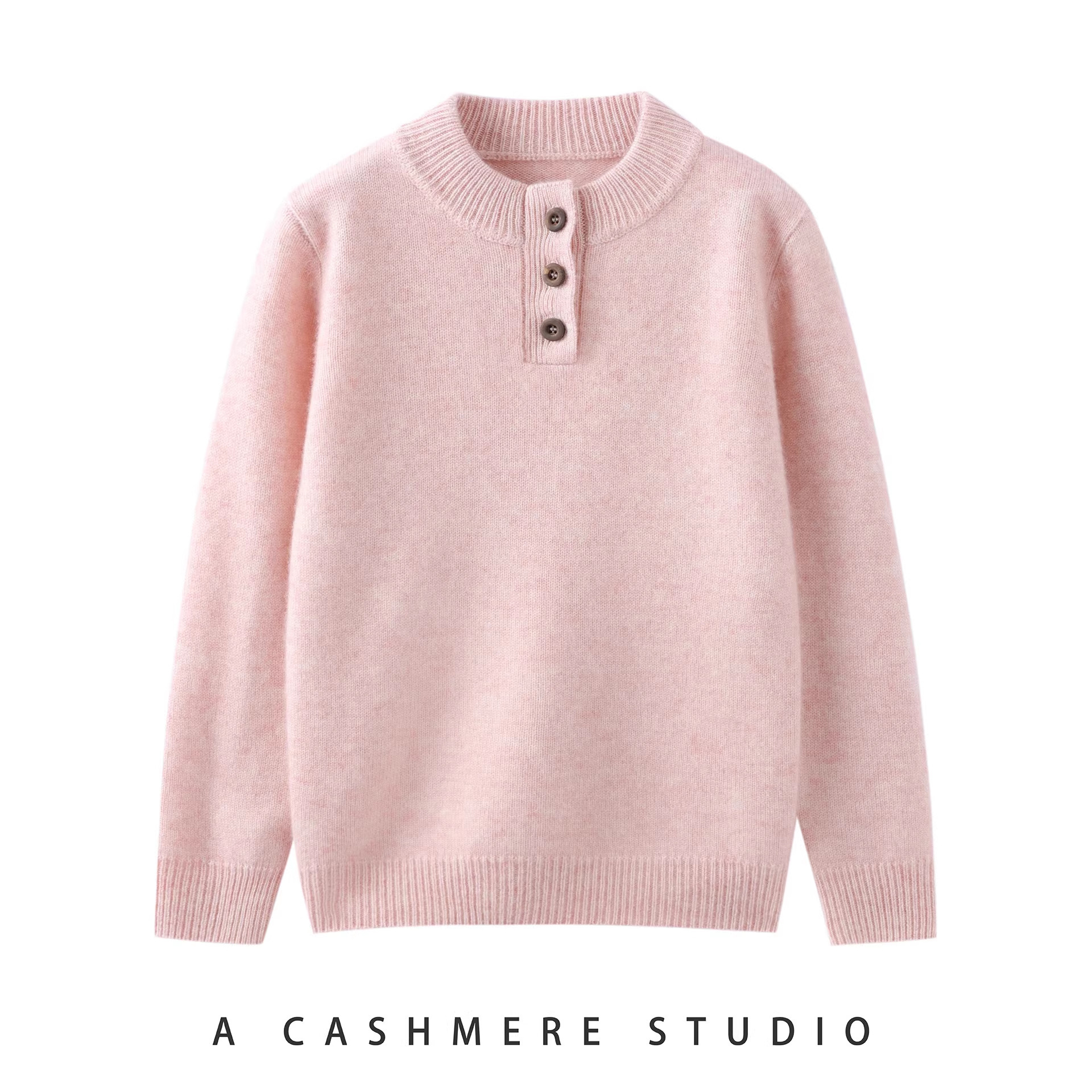 New children's cashmere sweater, half-open collar, thickened cashmere sweater for girls, and high-neck base layer for boys.